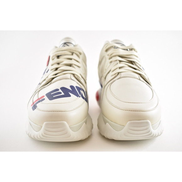 Fendi Mens Chunky Mania Logo White Platform Flat Trainer Sneaker UK 10.5 US 11.5 - Picture 5 of 12